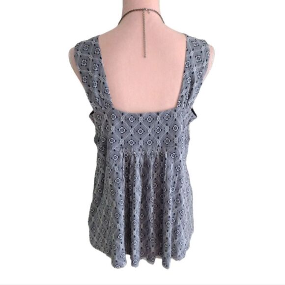 Y2K Michael Kors Blue Grey Geometric Layered VNeck Tunic Tank Top Large - Picture 12 of 17